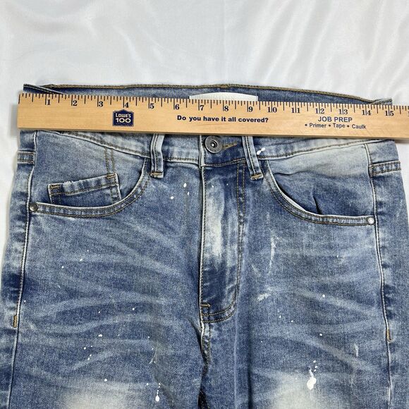 KDNK Men's Jeans Skinny Fit Paint Bleached Destroyed Zip Ankle 30"/31" Stretch - Picture 11 of 11